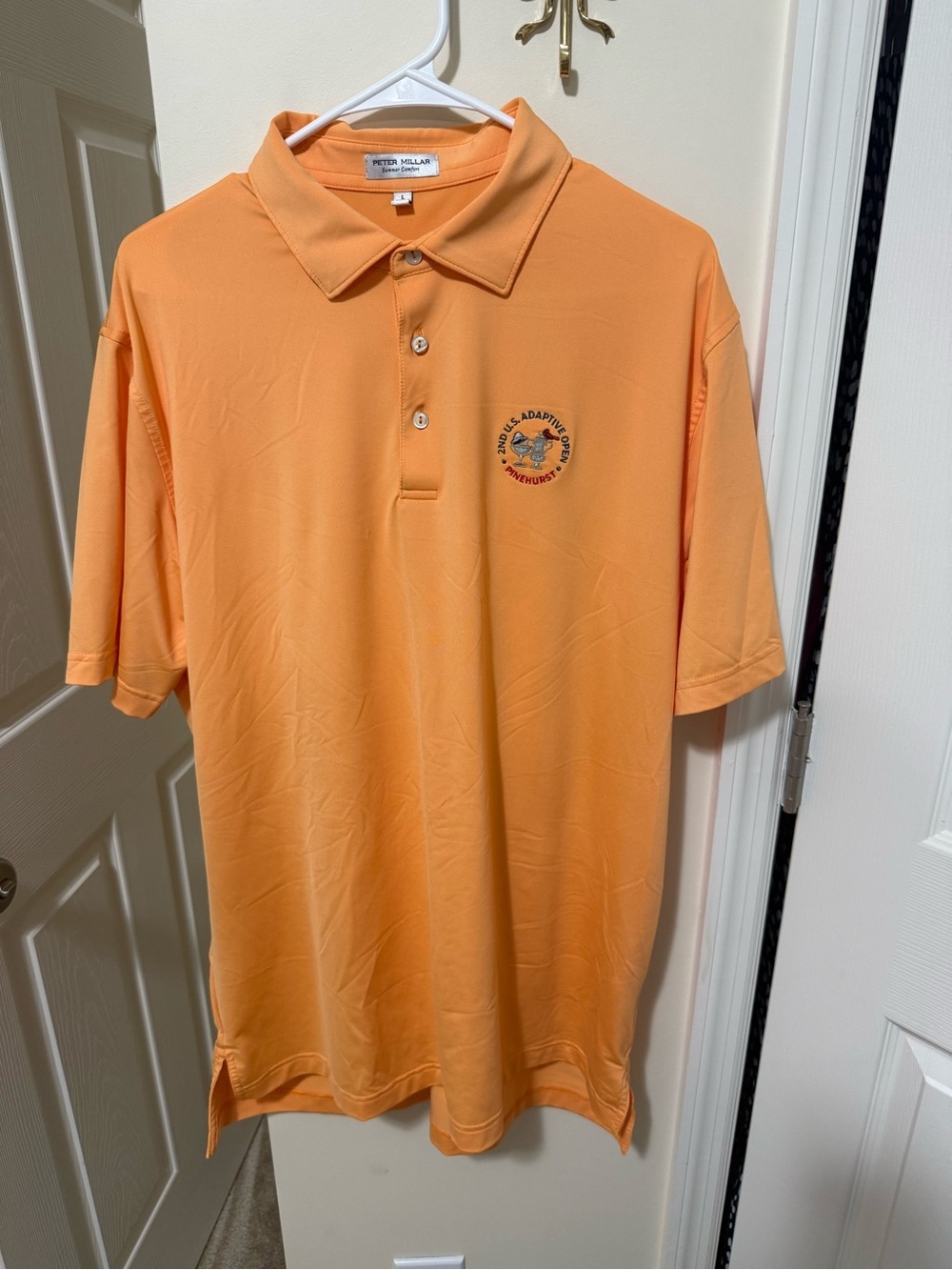 Peter Millar Orange Short-Sleeve Polo with Chest Logo